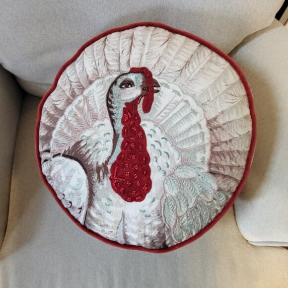 John Derian Beaded Turkey Pillow Round 16” x Target - Picture 10 of 13